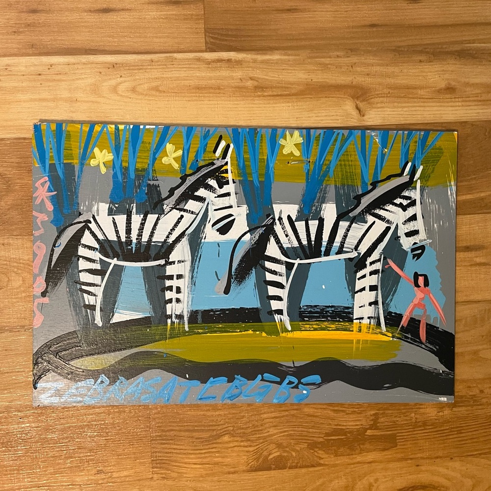 Steve Keene Painting circa 2005.  Zebras at CBGBs #3905